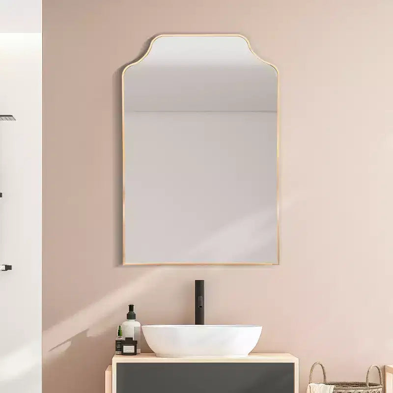 Miroir mural à cadre métallique et bord festonné