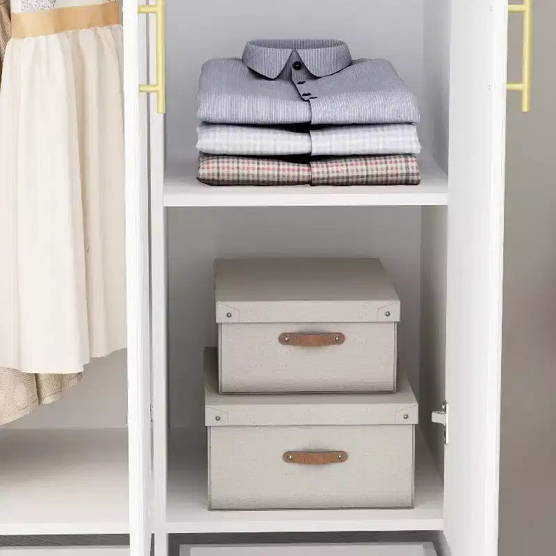 Armoire Blanche avec Tiroirs et Tringle – Penderie Minimaliste Moderne