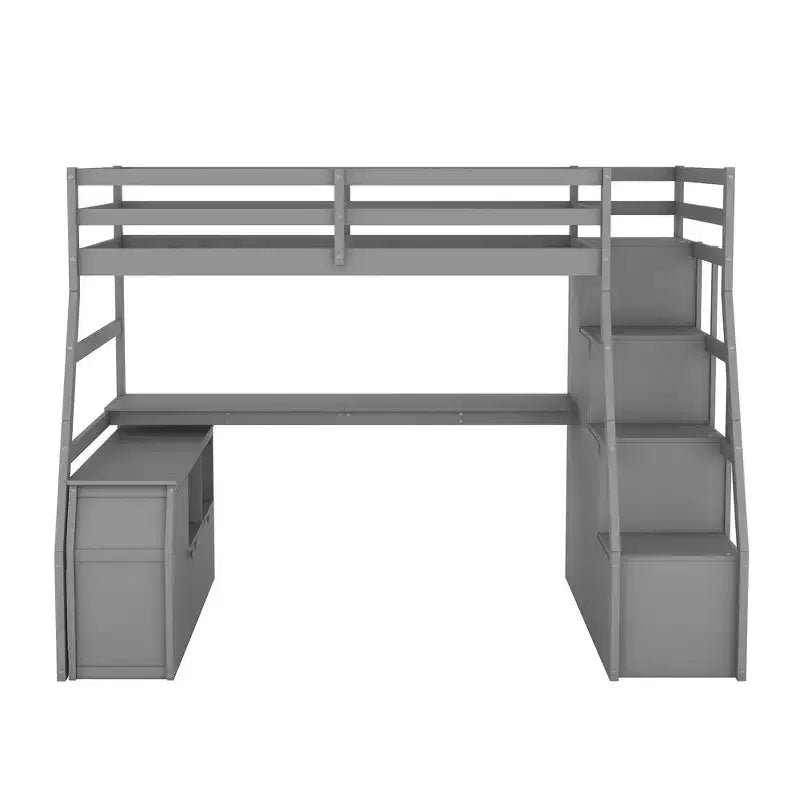 Lit mezzanine une place de 94,7 L x 56,8 l avec 7 tiroirs, 2 étagères et bureau intégré