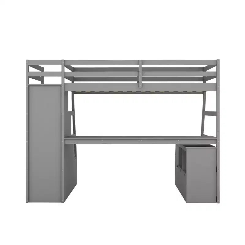 Lit mezzanine une place de 94,7 L x 56,8 l avec 7 tiroirs, 2 étagères et bureau intégré