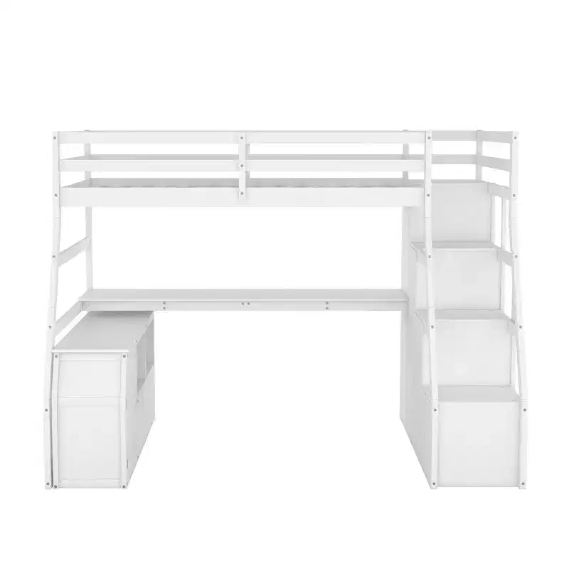 Lit mezzanine une place de 94,7 L x 56,8 l avec 7 tiroirs, 2 étagères et bureau intégré