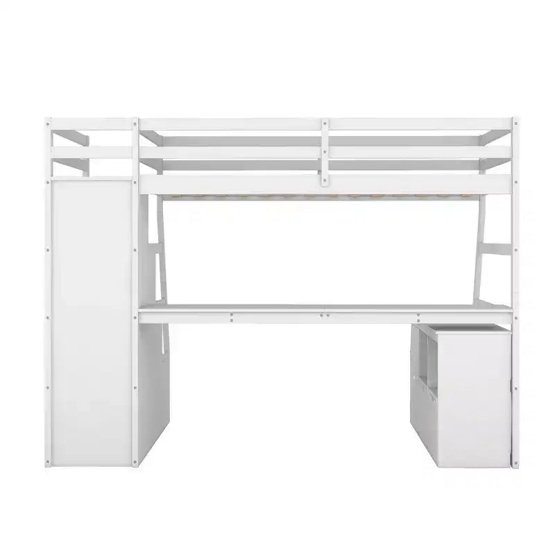 Lit mezzanine une place de 94,7 L x 56,8 l avec 7 tiroirs, 2 étagères et bureau intégré