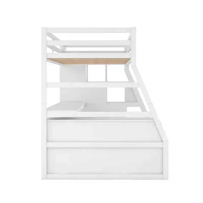 Lit mezzanine une place de 94,7 L x 56,8 l avec 7 tiroirs, 2 étagères et bureau intégré