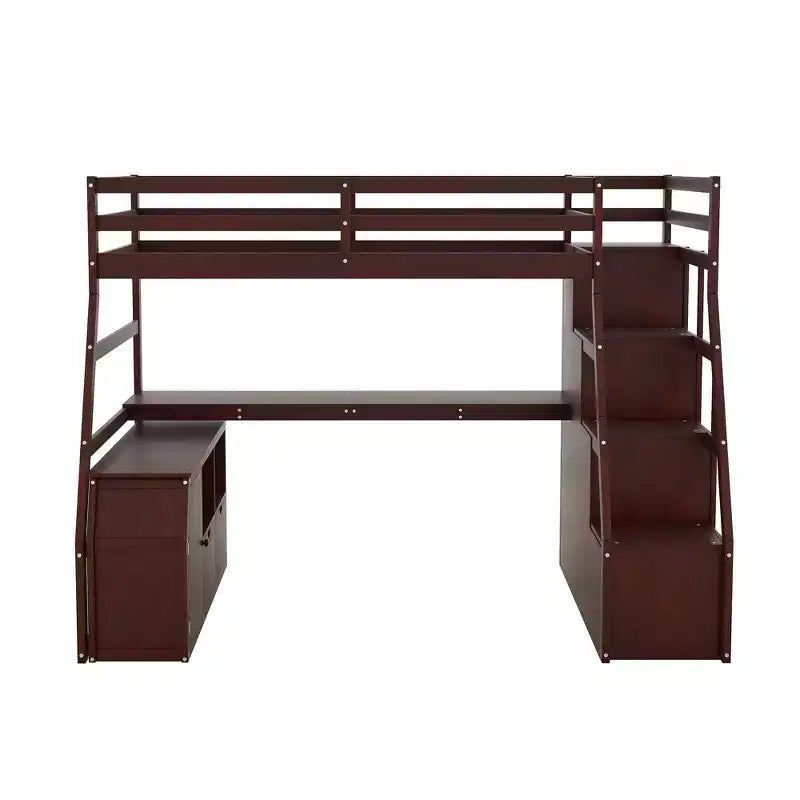 Lit mezzanine une place de 94,7 L x 56,8 l avec 7 tiroirs, 2 étagères et bureau intégré