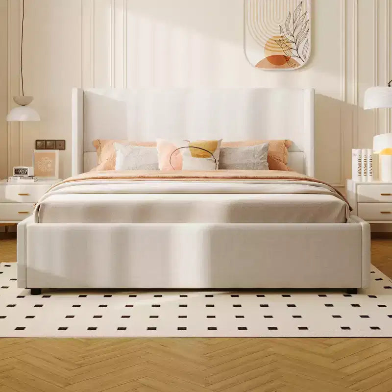 Christopher Knight Home Octavia Modern Upholstered Bed with Tall Headboard, White