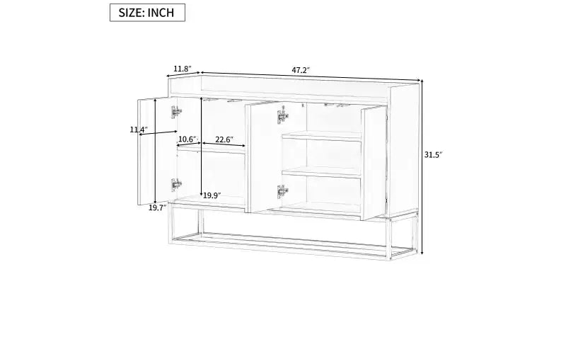 Buffet moderne avec grand espace de rangement pour salle à manger, entrée