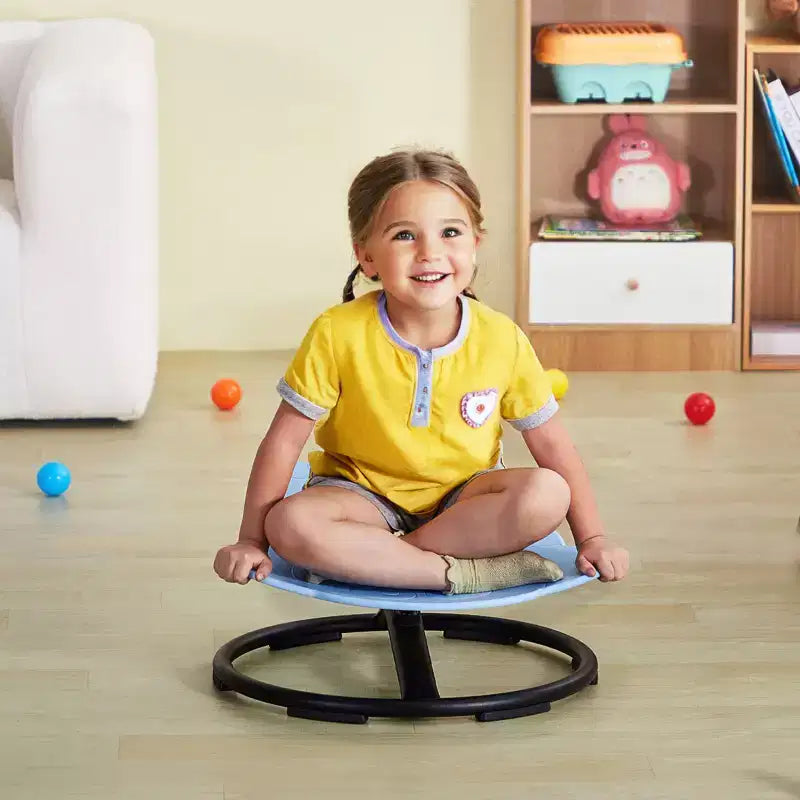Fauteuil pivotant Enfant Éléphant, capacité de 100 kg, fauteuil pivotant à 360°, fauteuil sensoriel avec base métallique antidérapante, bleu