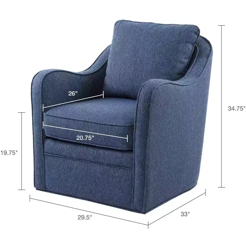 Fauteuil pivotant 360° Accent avec coussin de dossier lâche, fauteuil rembourré pour salon, bureau et espace de détente