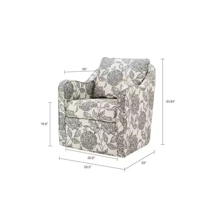Fauteuil pivotant 360° Accent avec coussin de dossier lâche, fauteuil rembourré pour salon, bureau et espace de détente