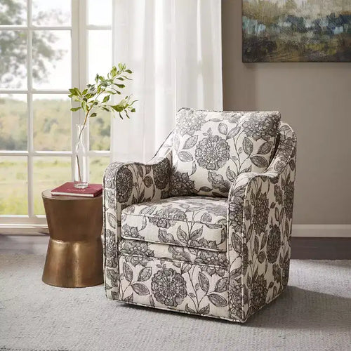 Okak 360 Degree Accent Swivel Chair with Loose Back Cushion Comfy Upholstered Single Sofa Chair Armchair for Living Room Office Lounge