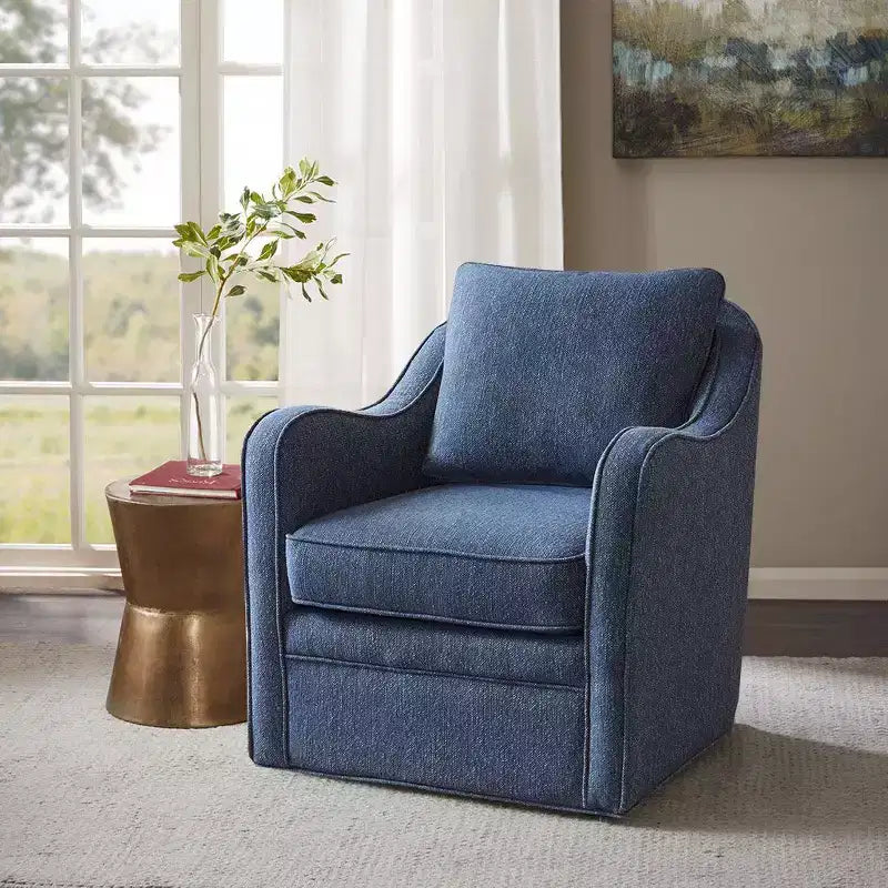 Fauteuil pivotant 360° Accent avec coussin de dossier lâche, fauteuil rembourré pour salon, bureau et espace de détente