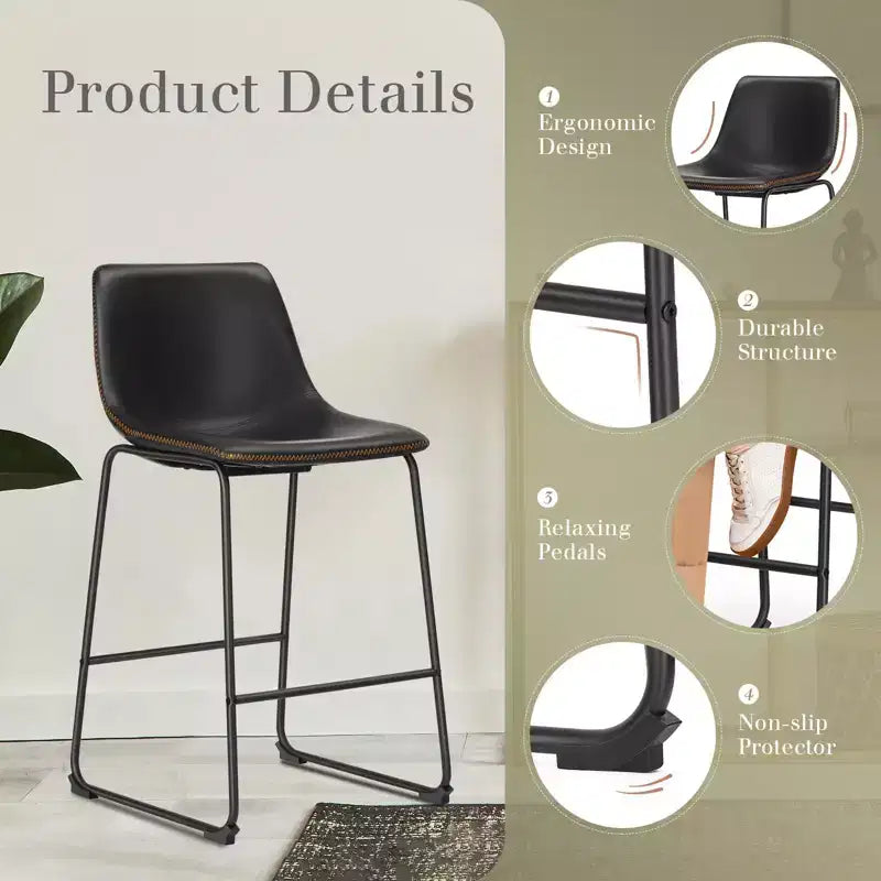 Tabourets de bar modernes - Chaises de salle à manger sans accoudoirs pour la maison, le bureau ou la cuisine