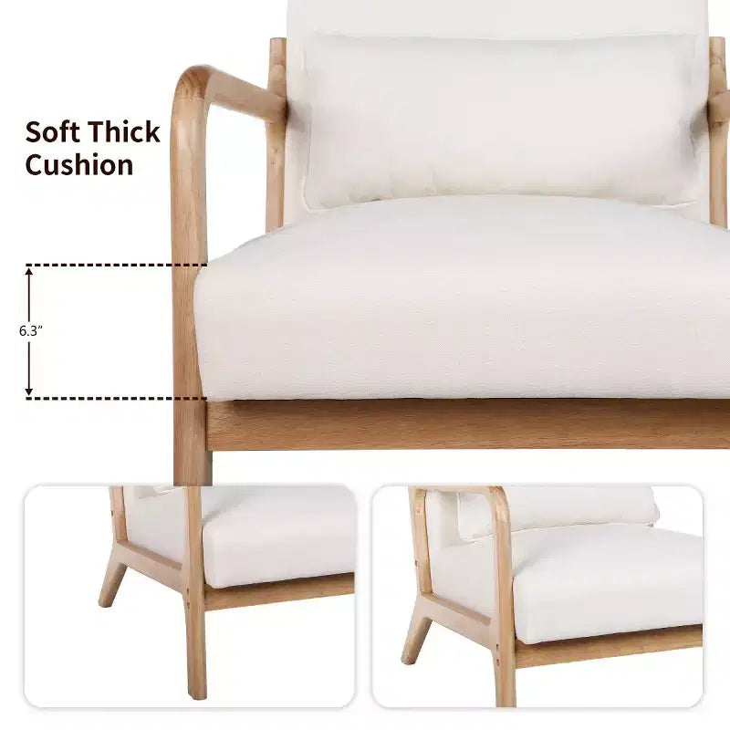 Fauteuil d'appoint moderne avec structure en bois massif