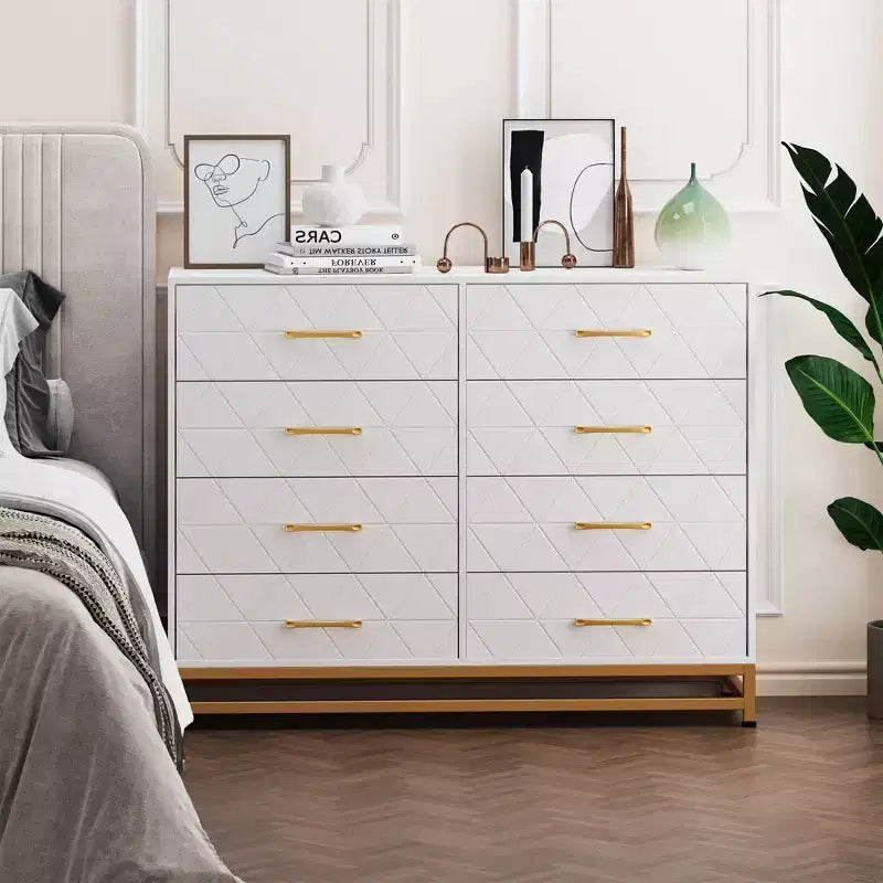 Commode de chambre à 8 tiroirs de 91 cm de haut avec tiroirs à fermeture douce, meuble de rangement moderne pour placard de chambre ou couloir