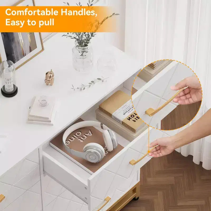 Commode de chambre à 8 tiroirs de 91 cm de haut avec tiroirs à fermeture douce, meuble de rangement moderne pour placard de chambre ou couloir