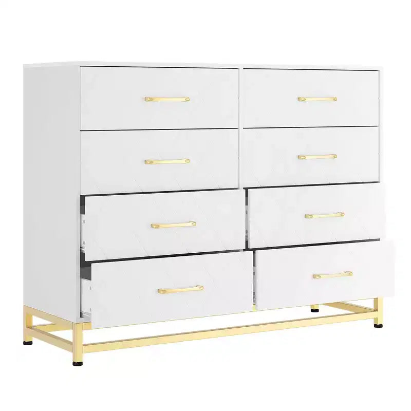 Commode de chambre à 8 tiroirs de 91 cm de haut avec tiroirs à fermeture douce, meuble de rangement moderne pour placard de chambre ou couloir