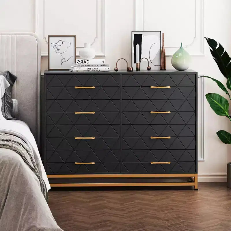 Commode de chambre à 8 tiroirs de 91 cm de haut avec tiroirs à fermeture douce, meuble de rangement moderne pour placard de chambre ou couloir