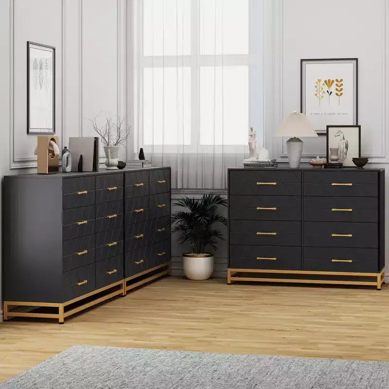 Commode de chambre à 8 tiroirs de 91 cm de haut avec tiroirs à fermeture douce, meuble de rangement moderne pour placard de chambre ou couloir