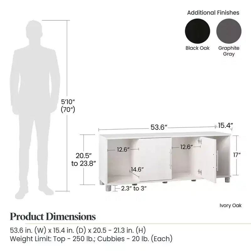 Banc de rangement à chaussures en bois avec quatre compartiments ouverts