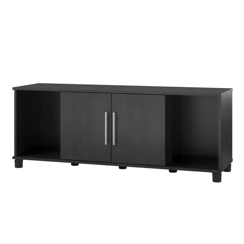 Banc de rangement à chaussures en bois avec quatre compartiments ouverts