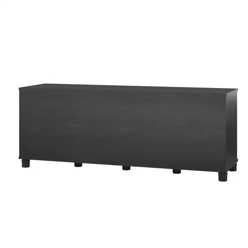 Banc de rangement à chaussures en bois avec quatre compartiments ouverts