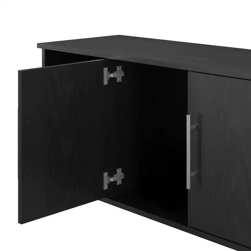 Banc de rangement à chaussures en bois avec quatre compartiments ouverts