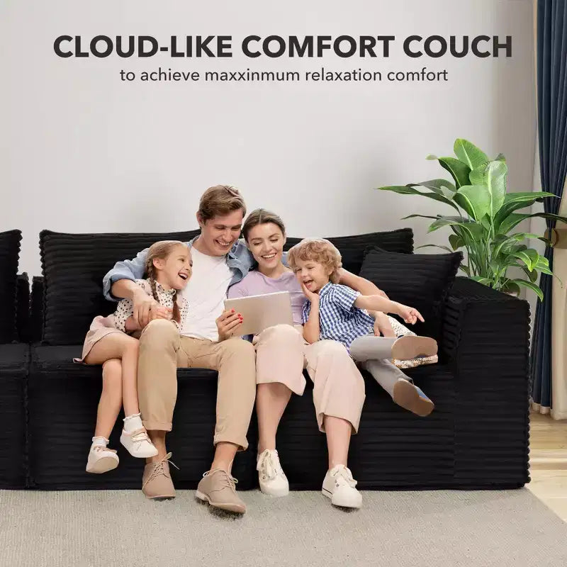 Canapé d'angle modulable avec pouf | Design minimaliste et moderne | Aucun assemblage requis