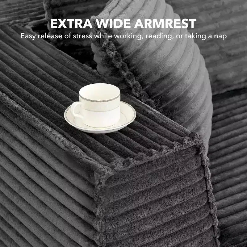 Canapé d'angle modulable avec pouf | Design minimaliste et moderne | Aucun assemblage requis