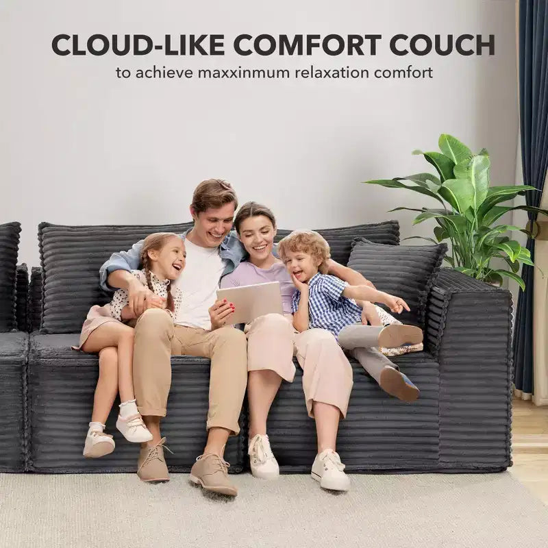 Canapé d'angle modulable avec pouf | Design minimaliste et moderne | Aucun assemblage requis