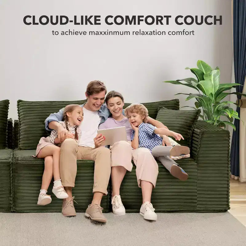 Canapé d'angle modulable avec pouf | Design minimaliste et moderne | Aucun assemblage requis