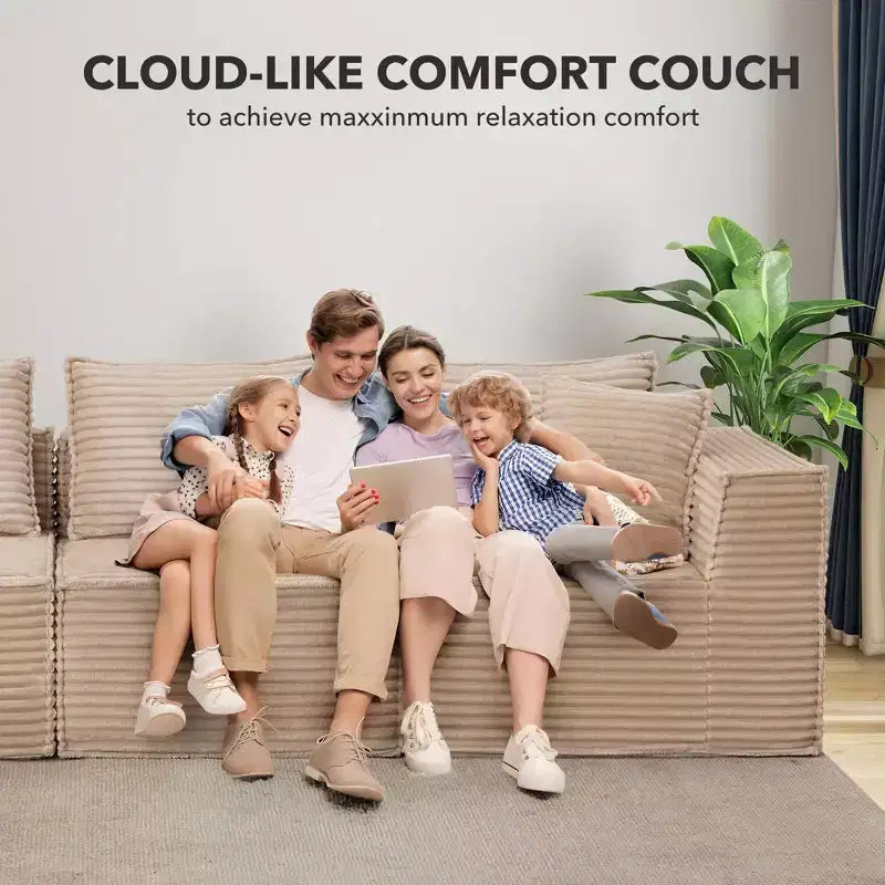 Canapé d'angle modulable avec pouf | Design minimaliste et moderne | Aucun assemblage requis