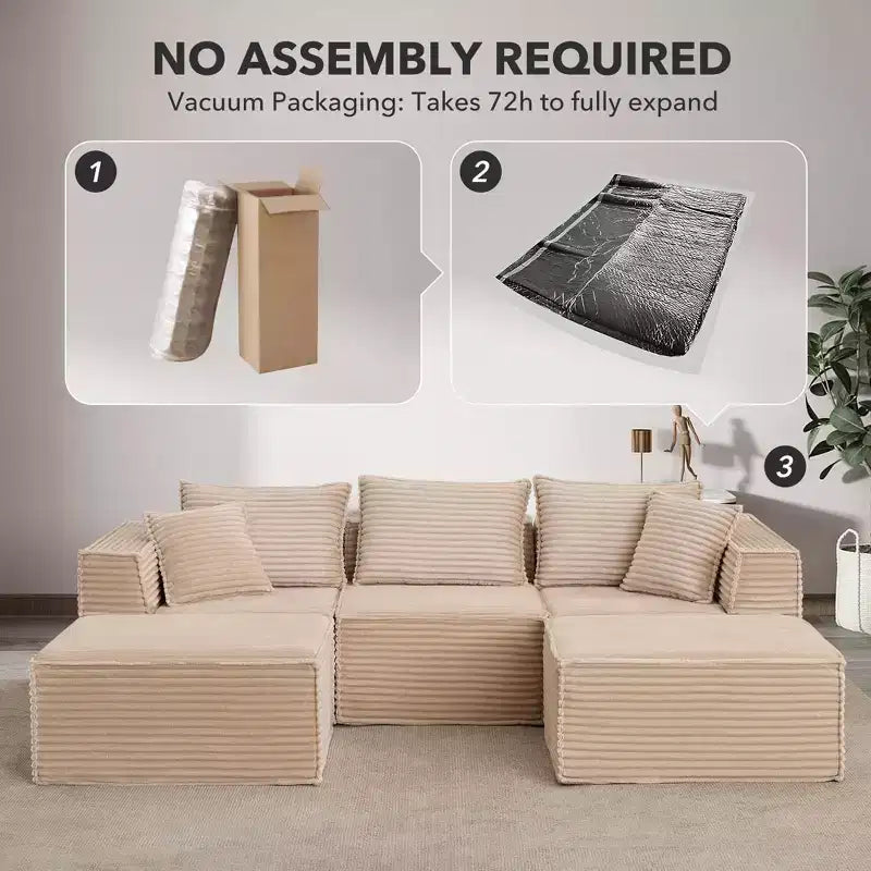 Canapé d'angle modulable avec pouf | Design minimaliste et moderne | Aucun assemblage requis