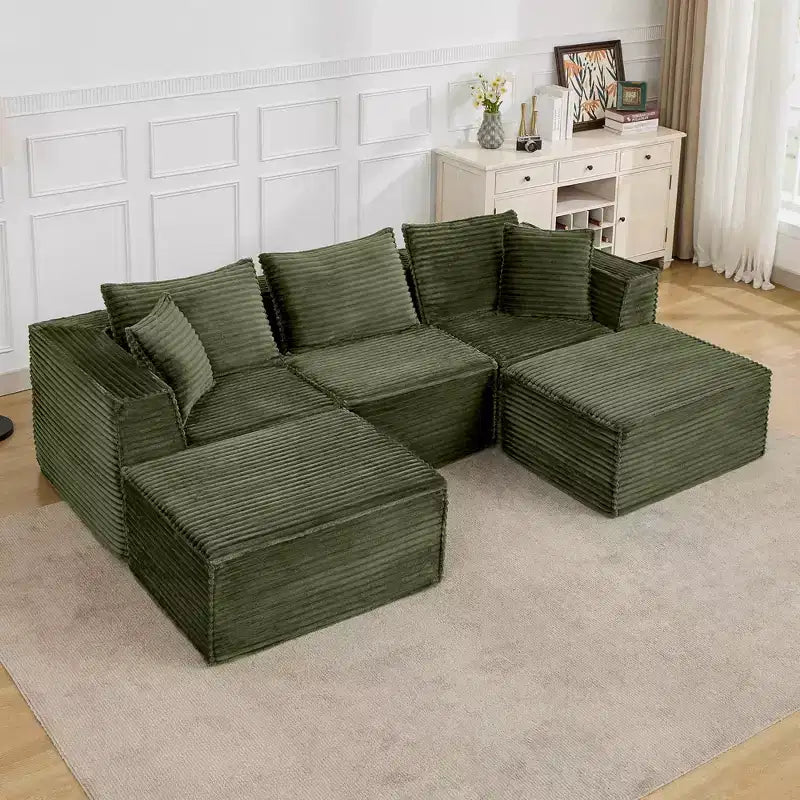 Canapé d'angle modulable avec pouf | Design minimaliste et moderne | Aucun assemblage requis