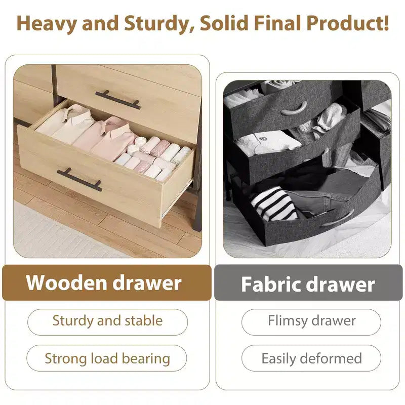 Commode en bois de 52 pouces de large à 6 tiroirs pour chambre à coucher, meuble de rangement autonome