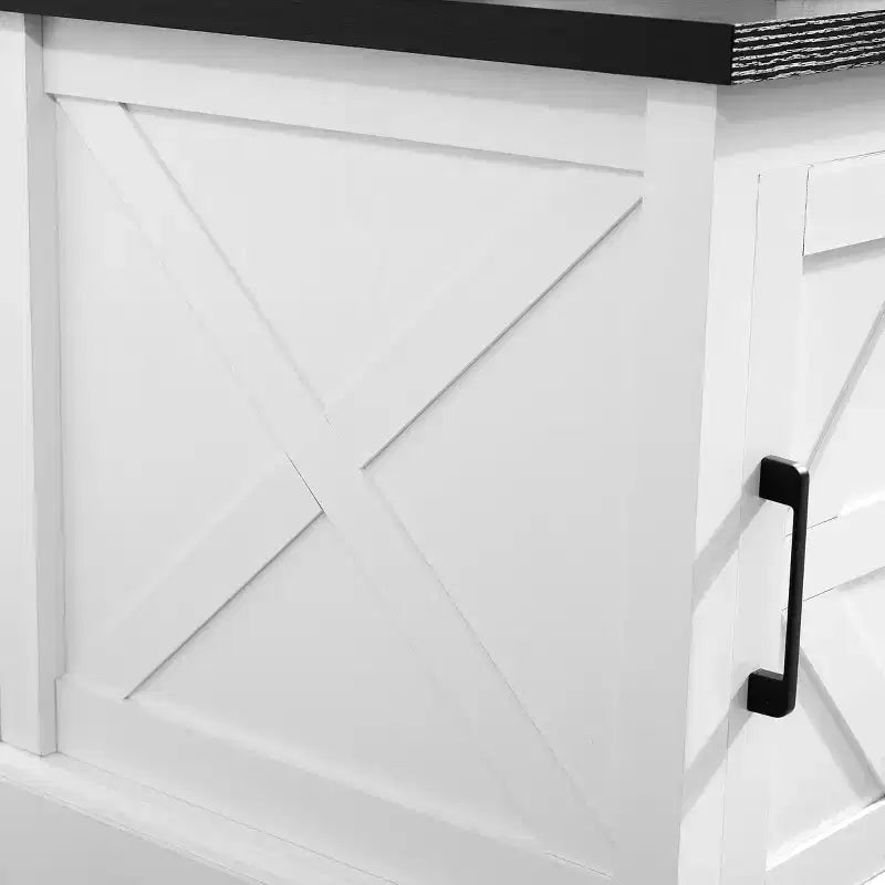 Table d'appoint avec porte de grange et étagère de rangement réglable