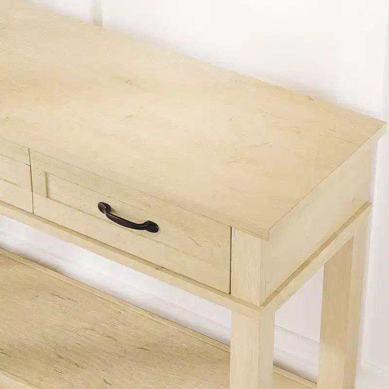 Table console de ferme de 54 pouces avec 3 tiroirs et étagères ouvertes