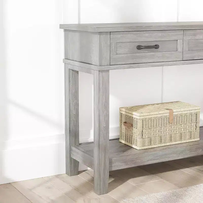 Table console de ferme de 54 pouces avec 3 tiroirs et étagères ouvertes