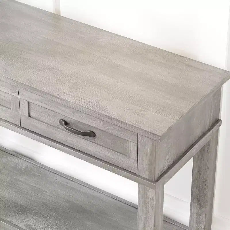 Table console de ferme de 54 pouces avec 3 tiroirs et étagères ouvertes