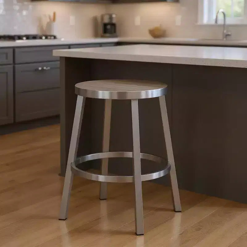Tabouret de bar rond rembourré Emery avec accoudoirs