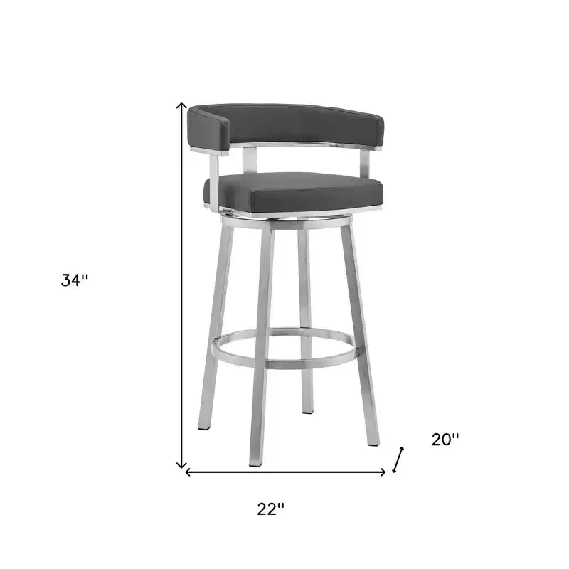 Tabouret de bar rond rembourré Emery avec accoudoirs