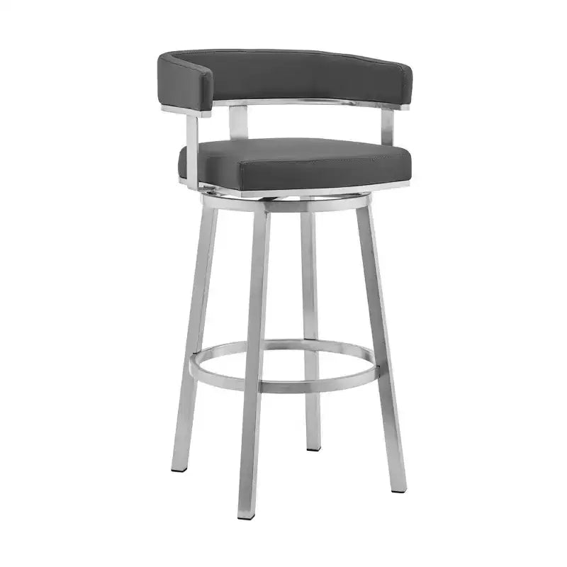 Tabouret de bar rond rembourré Emery avec accoudoirs