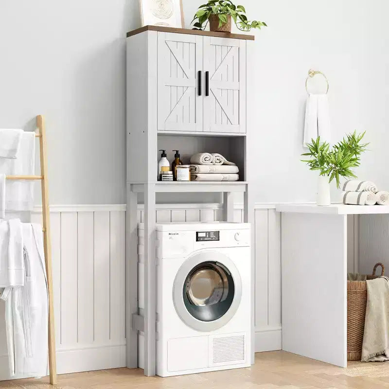 Étagère de rangement de salle de bain de 23,6 pouces de large au-dessus des toilettes avec armoire, organisateur d'étagère de salle de bain, autoportante avec conception anti-basculement