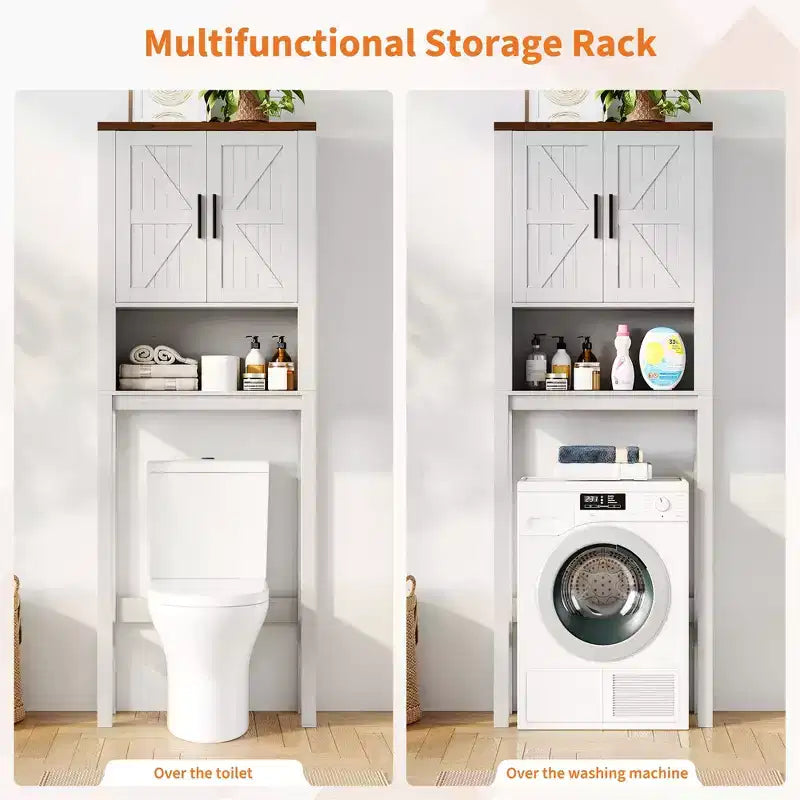Étagère de rangement de salle de bain de 23,6 pouces de large au-dessus des toilettes avec armoire, organisateur d'étagère de salle de bain, autoportante avec conception anti-basculement