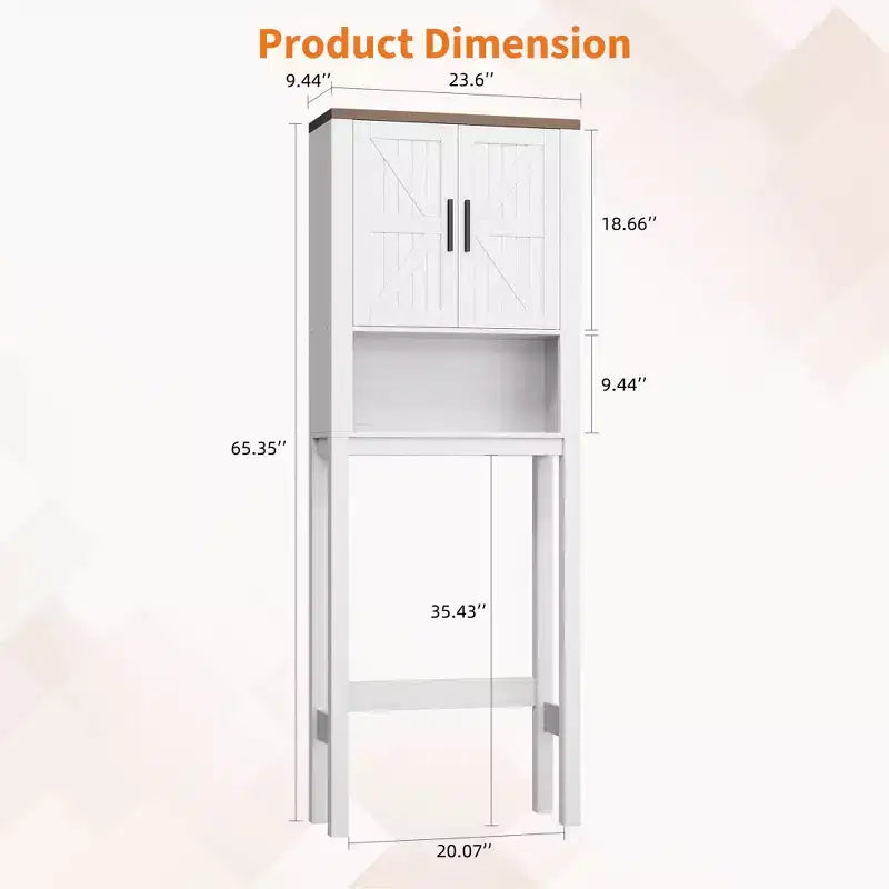 Étagère de rangement de salle de bain de 23,6 pouces de large au-dessus des toilettes avec armoire, organisateur d'étagère de salle de bain, autoportante avec conception anti-basculement