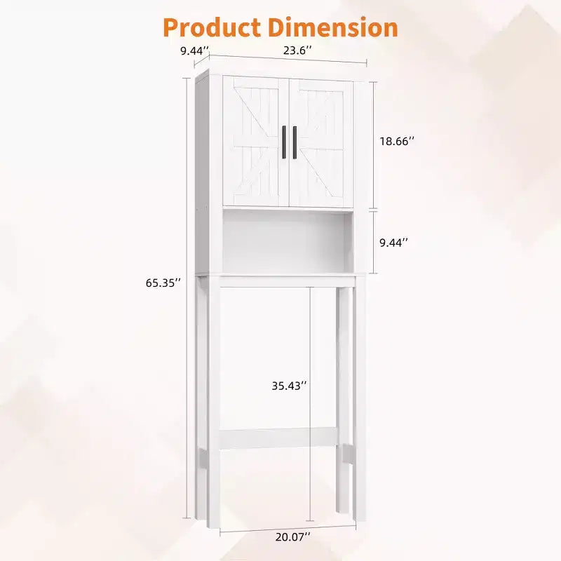 Étagère de rangement de salle de bain de 23,6 pouces de large au-dessus des toilettes avec armoire, organisateur d'étagère de salle de bain, autoportante avec conception anti-basculement