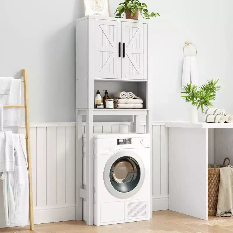 Étagère de rangement de salle de bain de 23,6 pouces de large au-dessus des toilettes avec armoire, organisateur d'étagère de salle de bain, autoportante avec conception anti-basculement