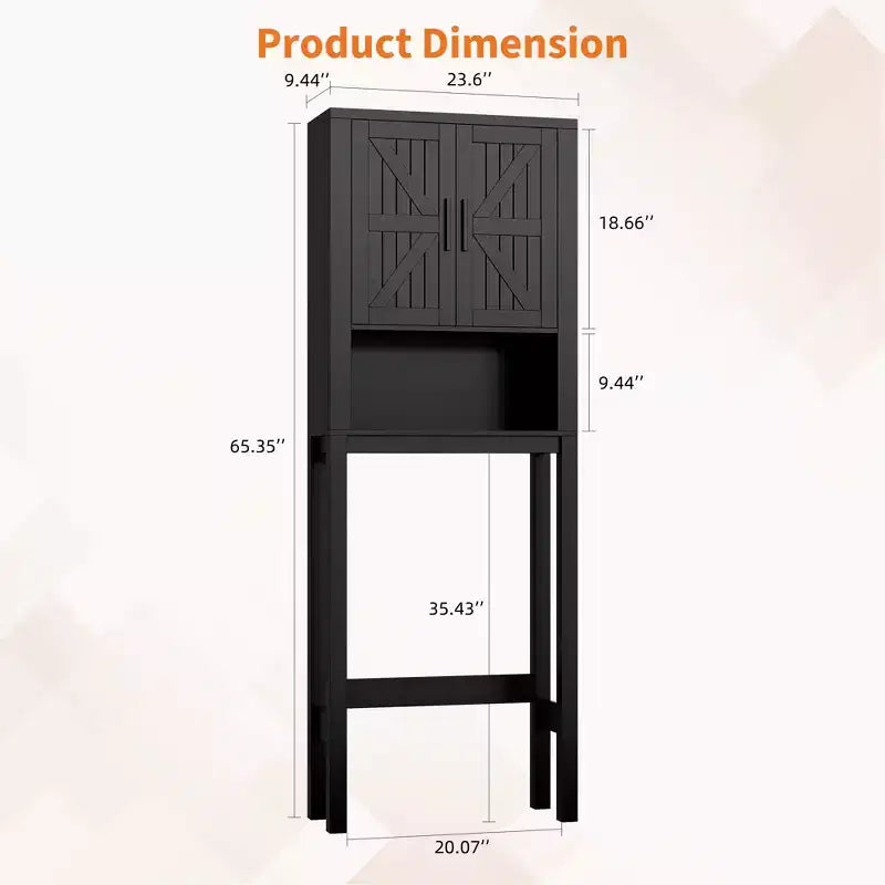 Étagère de rangement de salle de bain de 23,6 pouces de large au-dessus des toilettes avec armoire, organisateur d'étagère de salle de bain, autoportante avec conception anti-basculement