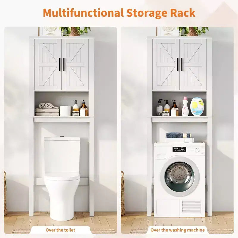 Étagère de rangement de salle de bain de 23,6 pouces de large au-dessus des toilettes avec armoire, organisateur d'étagère de salle de bain, autoportante avec conception anti-basculement