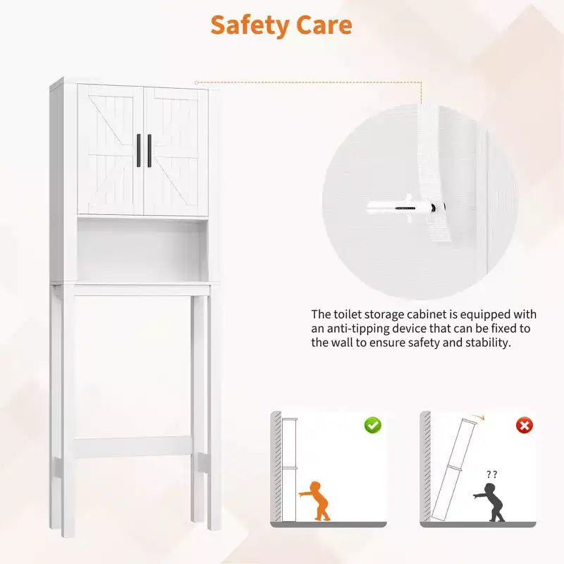 Étagère de rangement de salle de bain de 23,6 pouces de large au-dessus des toilettes avec armoire, organisateur d'étagère de salle de bain, autoportante avec conception anti-basculement