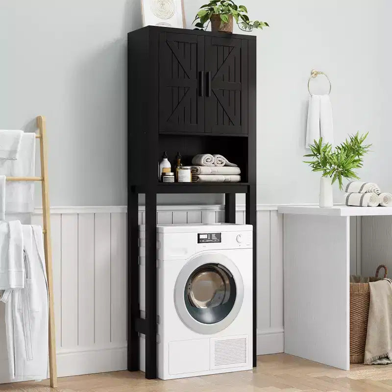 Étagère de rangement de salle de bain de 23,6 pouces de large au-dessus des toilettes avec armoire, organisateur d'étagère de salle de bain, autoportante avec conception anti-basculement